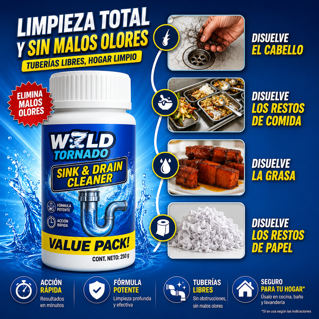 Wild Tornado® | Destapa Cañerías Rápido y Fácil